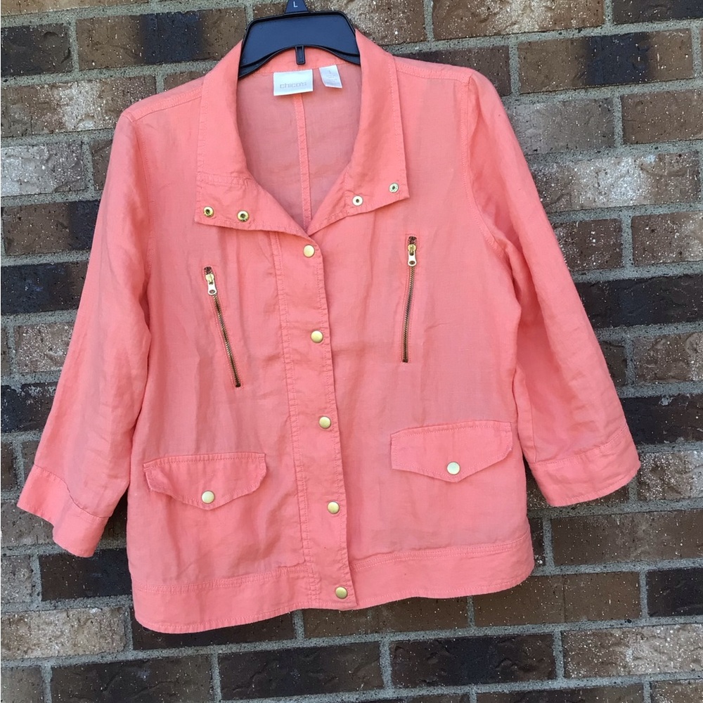 Coral Jacket with Gold Accents